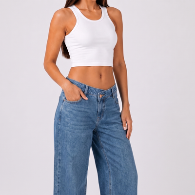 Jeans casual a vita bassa in morbido tessuto elasticizzato