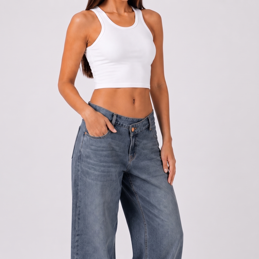 Jeans casual a vita bassa in morbido tessuto elasticizzato